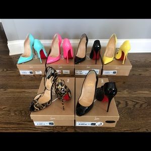 6 pair CHRISTIAN LOUBOUTIN 130mm stilettos HOT CHICK, HOT WAVE, SENORA